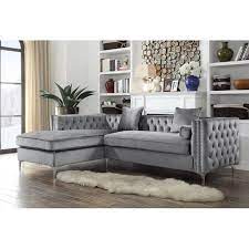 Shop sectional sofas in a variety of styles and designs to choose from for every budget. Chic Home Monet Velvet Modern Button Tufted Sectional Sofa With Silver Nailhead Trim And Silvertone Metal Legs Multiple Colors Walmart Com Walmart Com