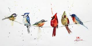 Birds On A Wire Painting Birds On A Wire Watercolor Print Watercolor Bird Watercolor Paintings Nature