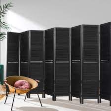 Artiss 8 Panel Room Divider Screen Privacy Wood Dividers Timber Stand Black In 2021 Room Divider Screen Divider Screen Panel Room Divider