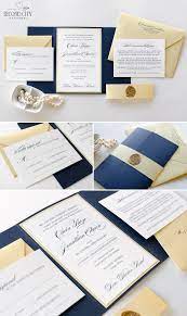 Navy Blue Gold Shimmer And Ivory Wedding Invitation With Gatefold Enclos Classic Wedding Invitations Navy Blue And Gold Wedding Navy Blue Wedding Invitations