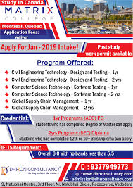 Do You Want To Study In Canada Apply In Matrix College Canada For Jan2019intake Through Dhrron Consu How To Apply Computer Science