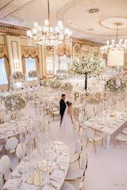 An Elegant White And Gold Wedding Yes Please Wedluxe Magazine White Wedding Decorations White Wedding Theme Wedding Hall Decorations