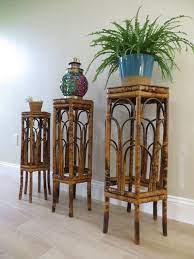 Vintage Rattan Plant Stands Set Of Three Nesting Bamboo Plant Stands Hexagon Shape Bamboo Plants Plant Stand Rattan