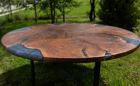 Once you know what the appropriate measure of the table is, consider the type you want, style for your room and your budget. Walnut Root And Blue Epoxy Single Slab Round Dining Table Hardwood Reclamation