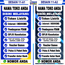 Disini kalian tidak akan menemukan spanduk pulsa lucu dan spanduk pulsa unik, namun lebih kepada desain spanduk pulsa keren yang cocok untuk dipasang di depan toko maupun pinggir jalan. Spanduk Ppob Versi Vertikal Desain 11 Shopee Indonesia