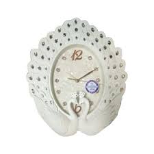 Antique peacock wall clock watch | wall clock (peacock1) ;material: White Peacock Wall Clock Rs 1300 Piece Arihant Time Agencies Id 18484819412