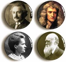 SCIENTISTS SCIENCE BADGE BUTTON PIN SET (Size 1inch/25mm diameter) DARWIN  NEWTON