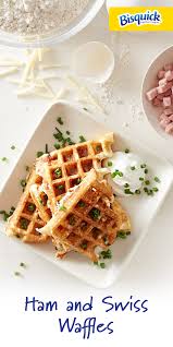 Ham And Swiss Waffles Recipe Waffles Bisquick Recipes Bisquick Waffle Recipes