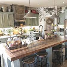 Sanibel Cabinets Green Island Granite Or Wood Top Like The Brick Farmhouse Kitchen Design Rustic Farmhouse Kitchen Rustic Kitchen