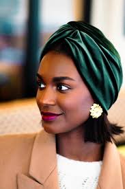 BONNET-TURBAN PRÊT À PORTER VELOURS VERT