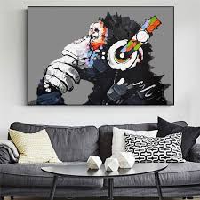 Abstract Dj Monkey Graffiti Art Posters And Prints Orangutan Canvas Paintings On The Wall Art Pictures For Kids Room Decor Painting Calligraphy Aliexpress
