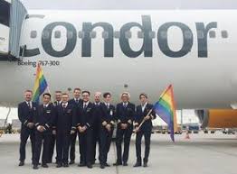 28 29 in early 2017, condor's ceo ralf teckentrup introduced a plan to cut operating costs by € 40 million, because of the €14 million operating cost loss and the €1.4 billion revenue drop. Condor Condor Pride Flight Female Cockpit Crew And Male Gay Cabin Crew Set Strong Sign For Diversity