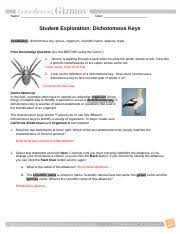 Maybe you would like to learn more about one of these? Gizmolab 2 13 19 Doc Name Date Student Exploration Dichotomous Keys Vocabulary Dichotomous Key Genus Organism Scientific Name Species Traits Prior Course Hero