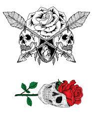 Tatouage tete de mort banque dimages et photos libres de. Tatouages Ephemeres Tete De Mort Et Roses 52 Mrpatatestore