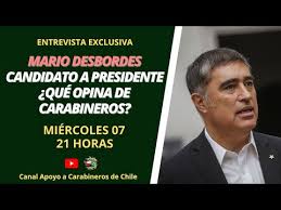 Candidato presidencial de @rnchile y el @pridemocrata. Entrevista Mario Desbordes Que Piensa De Carabineros