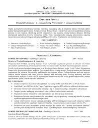 Product Manufacturing Marketing Resume Project Manager Resume Resume Objective Examples