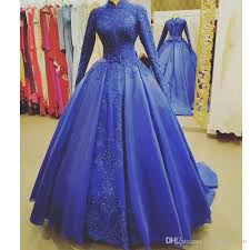 Großverkauf muslimischen hochzeitskleid aus china muslimischen hochzeitskleid großhändler über großverkauf, großverkauf und mehr bei alibaba.com. Grosshandel Royal Blue Muslime Brautkleider High Collar Langarm Applikationen Mit Pailletten Hochzeitskleid Sweep Zug Organza Brautkleid Von Weddingsalon 127 81 Auf De Dhgate Com Dhgate