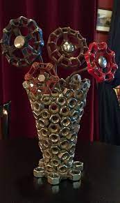 Welded Flowers In Vase For Valentine S Day Metal Tree Wall Art Metal Crafts Metal Art Welded