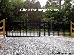 Black steel single swing driveway fence gate 20 Foot Wide Driveway Gate With U Frame And Heavy Duty Gate Hinges All Powder Coated Satin Black And Installe Gate Hinges Heavy Duty Gate Hinges Driveway Gate