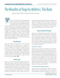 Improves spinal flexibility and strength creating better posture, stimulates the central nervous system, abdominal organs and aids in digestion, tones the adrenal glands, kidney, pancreas and liver. Pdf The Benefits Of Yoga For Athletes The Body