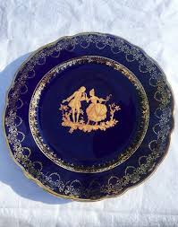 Castel La Reine Limoges Porcelain Plate Cobalt Blue And 22k Limoges Porcelain Plates Porcelain Plates Limoges
