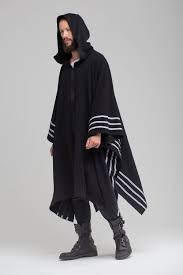 Black And White Kimono For Men This Item Is Unavailable Black Poncho Cape Hooded Jacket Men Black Poncho