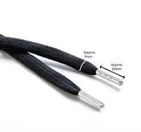 Black Flat Draw String Cord Silver Metal Tip Lace - Kalsi ...