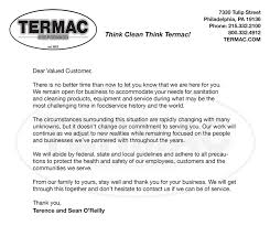 Close with a positive statement about your continuing relationship. Message To Our Valued Customers Termac