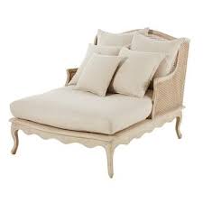 Meridienne En Rotin Et Lin Gris Clair Meredith Chaise De Chambre Canape Rotin Mobilier De Salon