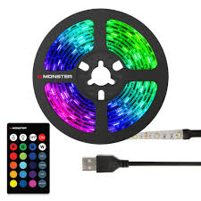 Monster Multi Color Usb Led Light Strip With Remote 6 5ft 2m Walmart Com Walmart Com