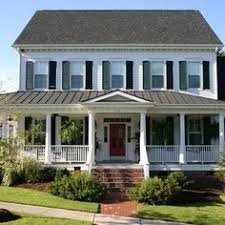 Big Farmhouse Front Porches On Plain Colonial House Red Doors Old Farmhouse Country Porches Front P Front Porch Design Colonial House Exteriors Porch Remodel