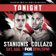 There is no boxing tonight, the next card on uk tv will be on saturday when josh warrington will face mauricio lara live on dazn global. Premier Boxing Champions Stanioniscollazo Pbconfox Tonight 8pm Et 5pm Pt Fox Foxsports Com Facebook