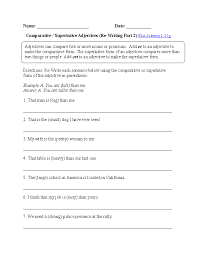 3rd Grade Common Core Language Worksheets Superlative Adjectives Adjective Worksheet Adjectives