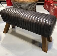 Gymnastic leather pommel horse bench, 1920s. Black Leather Pommel Horse Style Bench Collective Home Store
