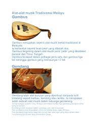 Gamelan merupakan himpunan alat muzik seperti bonang, gambang, gendang dan gong. Alat Alat Muzik Tradisional Mzt4 Pdf
