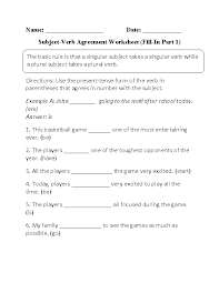 verbs worksheets subject verb agreement worksheets