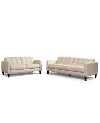 Milan 2 Piece Leather Sofa Set Sofa And Love Seat Furniture Macy S Leather Sofa Set Living Room Furniture Collections Leather Sofa Living Room