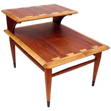 1950s American Modern Walnut Step End Side Table Atomic Age 1stdibs Com Antique End Tables American Home Furniture End Tables