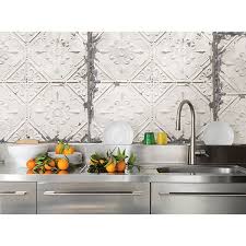 Nuw2086 Vintage Tin Tile Peel And Stick Wallpaper By Nuwallpaper Kitchen Backsplash Peel And Stick Vintage Tin Tiles Trendy Kitchen Backsplash
