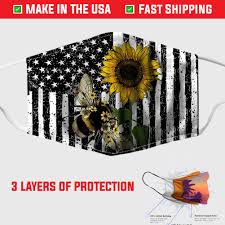Maybe you would like to learn more about one of these? Bee And Sunflower American Flag Face Mask Washable