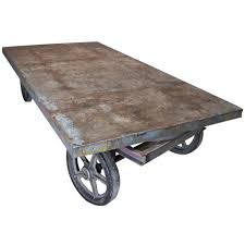 Industrial Coffee Table On Wheels 1stdibs Com Painting Wood Furniture Coffee Table Industrial Coffee Table