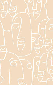 Large Neutral Face Wallpaper Mural Murals Wallpaper Drawing Wallpaper Retro Wallpaper Face Line Drawing
