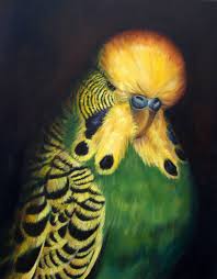 Budgerigar Greeting Card Oil Painting By Budgerigardener Etsy Green Budgie Parakeet Art Parrot Painting