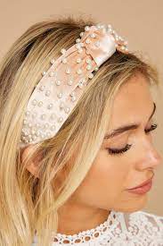 Chic Beige Headband Pearl Dotted Headband Accessory 26 00 Red Dress Pearl Headband Headband Hairstyles Cute Headband Hairstyles