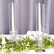 2 Crystal Clear Glass Hurricane Taper