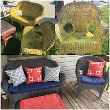 Spray Painted Wicker Furniture Diy Trash To Treasure Wicker Makeover Before And After Resinpatiofurn Painting Wicker Furniture Painted Wicker Wicker Furniture