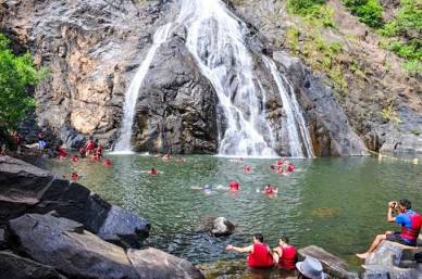 The powerful cascade of Dudhsagar Waterfalls, AI generated