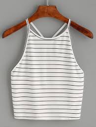 Black And White Striped Crop Tank Top Bella Striped Halter Top Striped Cami Tops Cami Tops Striped Crop Top
