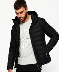 Mens Double Zip Tweed Fuji Hooded Jacket In Black Superdry