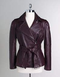 Kenneth Cole Reaction Brown Belted Leather Jacket With Offset Zipper Closure Leather Jacket Leather Jackets Women Jackets